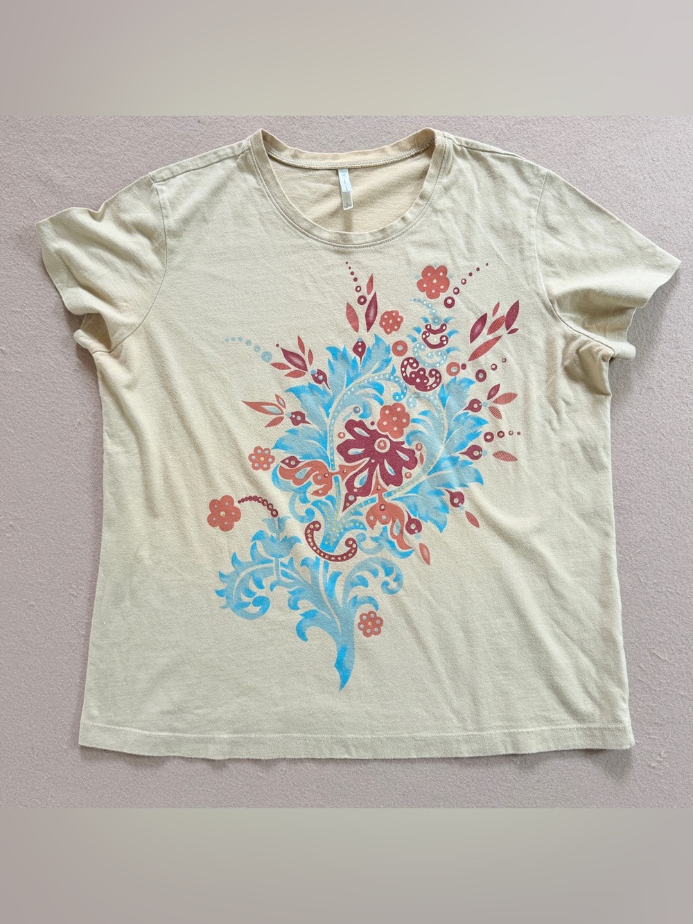 White Stag crew neck tee women Large 12/14 cotton Whimsy Ethereal fairy floral - Picture 5 of 10